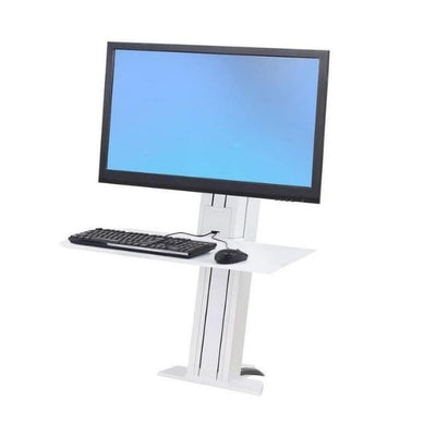 Ergotron WorkFit SR Single Monitor Sit Stand Workstation 3D View White