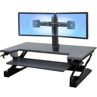 Ergotron WorkFit TL Sit Stand Desktop Workstation 3D View Black Transparent