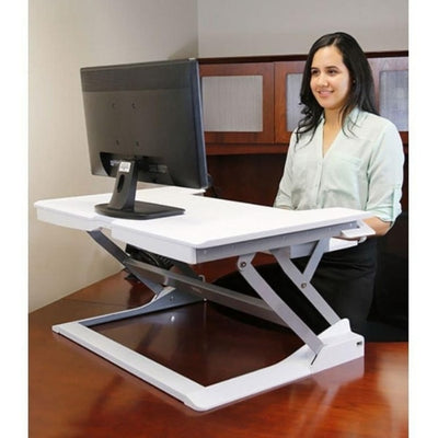 Ergotron WorkFit TL Sit Stand Desktop Workstation Back Side View Standing