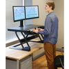 Ergotron WorkFit TL Sit Stand Desktop Workstation Front Side View Standing