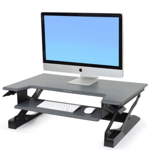 Ergotron WorkFit T Sit Stand Desktop Workstation 3D View Single Monitor Black