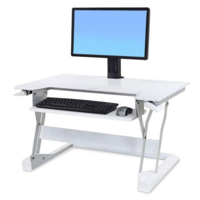 Ergotron WorkFit T Sit Stand Desktop Workstation 3D View Single Monitor White