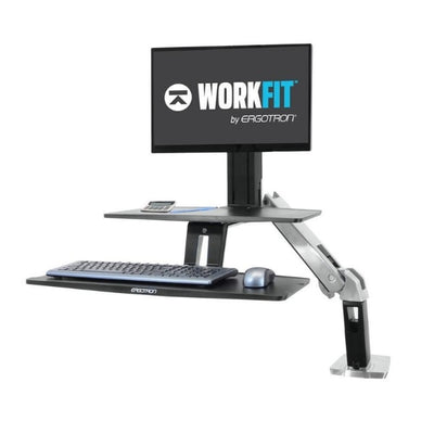 Ergotron Workfit A with Suspended Keyboard 3D View Single Monitor