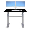 Ergotron Workfit DL 48 Sit Stand Desk Front View Black Dual Monitor