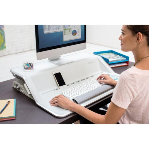 Fellowes Lotus Sit Stand Workstation  Top Side View Compressed