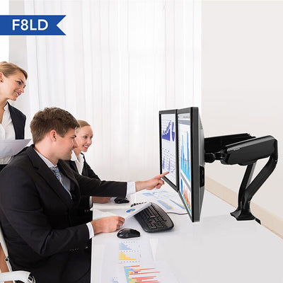 Fleximount F8LD Dual (Heavy) Monitor Arm Front Side View