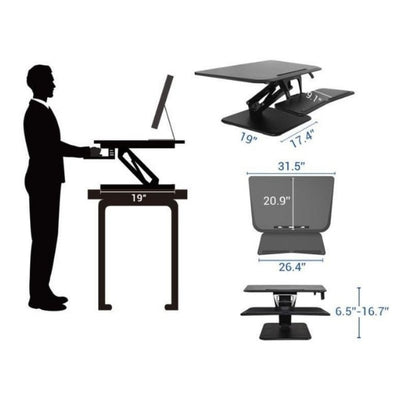 Flexispot F3M Compact Standing Desk Converter Dimensions