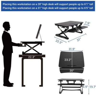 Flexispot M2 35 inch Standing Desk Converter Dimensions