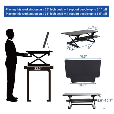 Flexispot M3B 47 Inch Standing Desk Converter Dimensions
