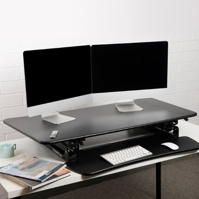 Flexispot M3B 47 Inch Standing Desk Converter Front View Dual Monitor