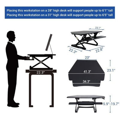 Flexispot M4 Corner Standing Desk Converter Dimensions
