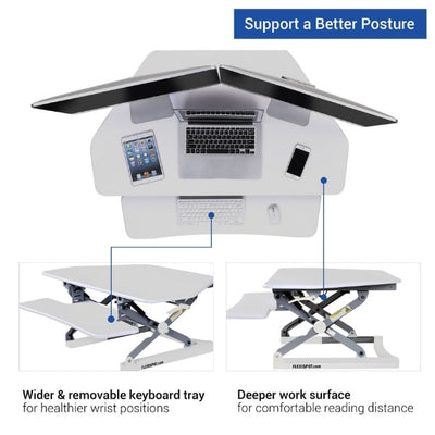 Flexispot M4 Corner Standing Desk Converter Vast Area White