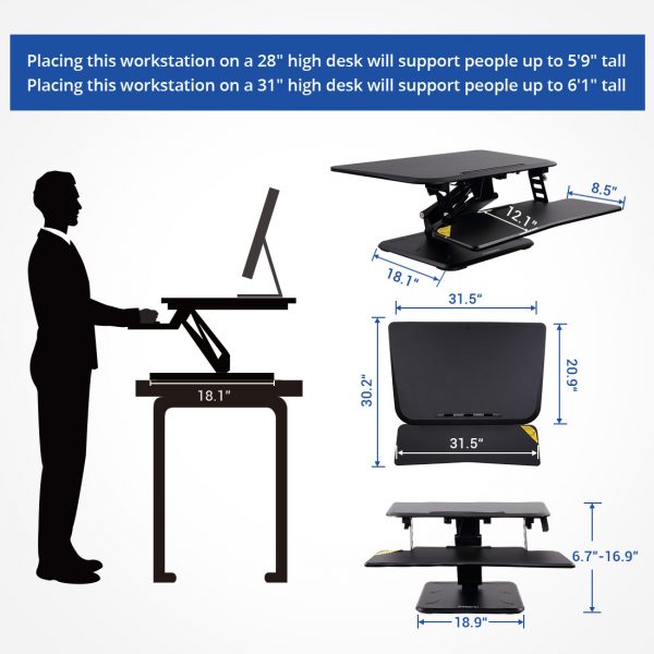 Standing desk converter 2024 for tall person