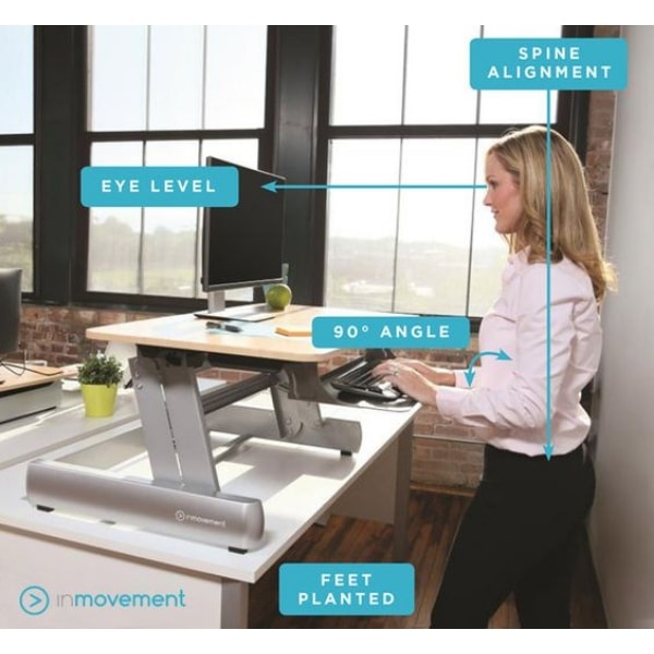 InMovement Standing Desk Converter DT2 Top Side View And Posture