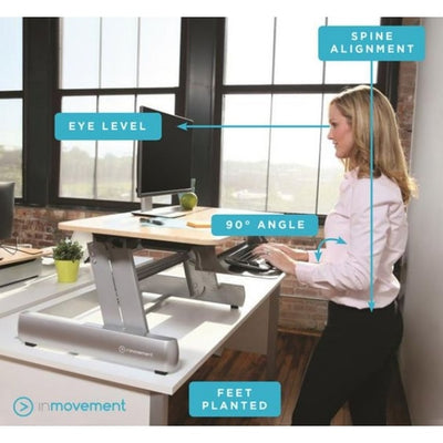 InMovement Standing Desk Converter DT2 Top Side View And Posture