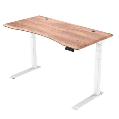 Inmovement Unsit Height Adjustable Standing Desk White Frame Teak Top