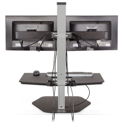 Innovative Winston Workstation Dual Monitor Sit Stand Back View