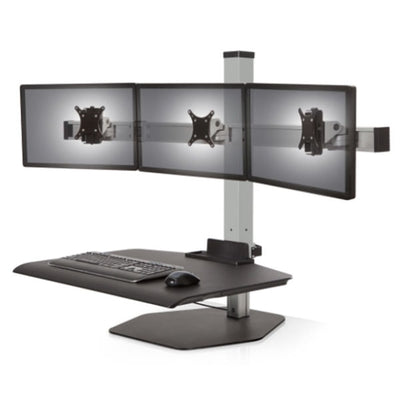 Innovative Winston Workstation Triple Monitor Sit Stand Gray