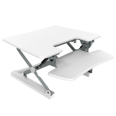 Loctek LXR30 Standing Desk Converter Top Front Side View White