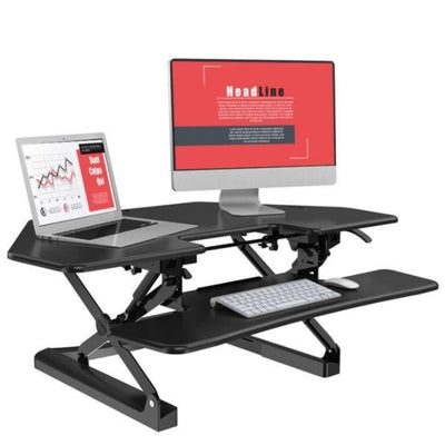 Loctek LXR41 Corner Standing Desk Converter Laptop And Monitor