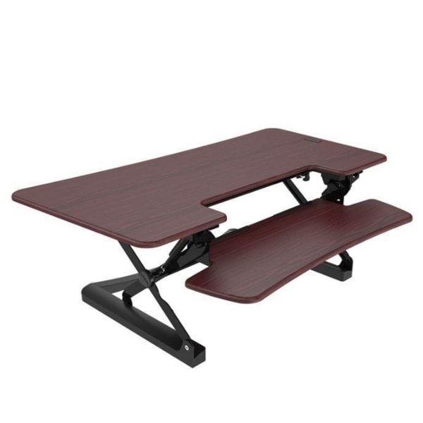 Loctek LXR48 Standing Desk Converter 3D View Mahogany