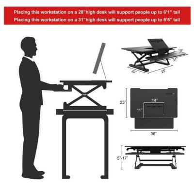 Loctek PL36 Standing Desk Converter Dimensions