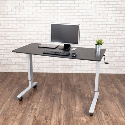 Luxor 60 Crank Adjustable Stand Up Desk 3D View Single Monitor