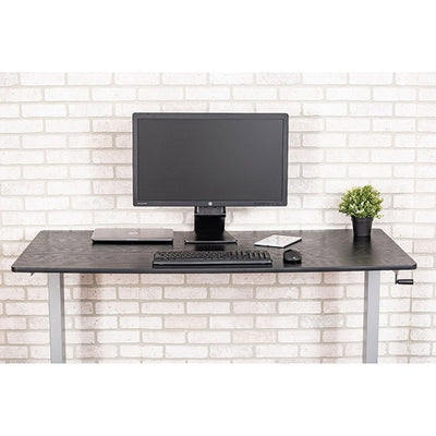 Luxor 60 Crank Adjustable Stand Up Desk Front View Single Monitor Close Up