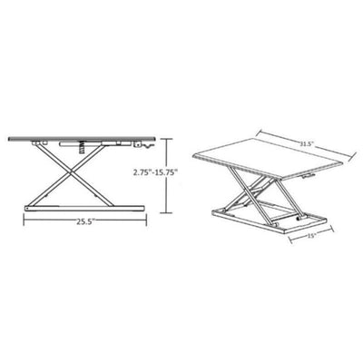 Luxor Level Up 32 Pneumatic Adjustable Desktop Dimensions