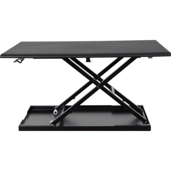 Luxor Level Up 32 Pneumatic Adjustable Desktop Side View Raised