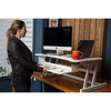Rocelco DADR Deluxe Adjustable Desk Riser Front Side View Standing