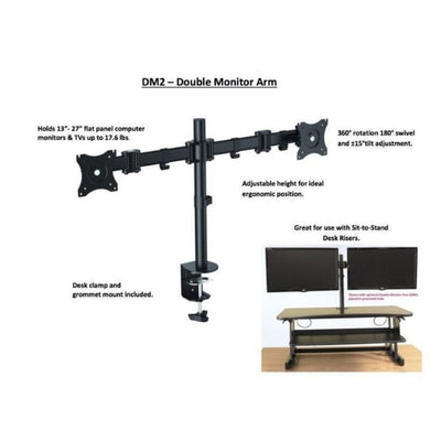 Rocelco DM2 Dual Monitor Arm With Standing Desktop Riser
