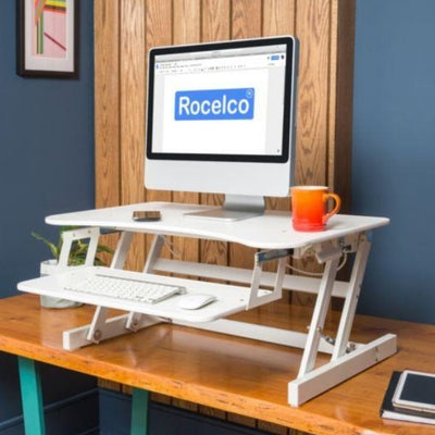 Rocelco EADR Ergonomic Adjustable Desk Riser 3D View Facing Left