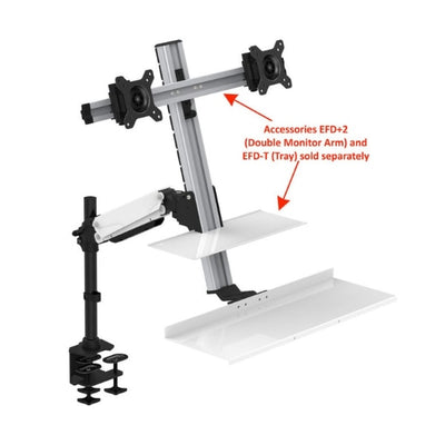 Rocelco EFD+2 Dual Monitor Sit to Stand Floating Desk Features