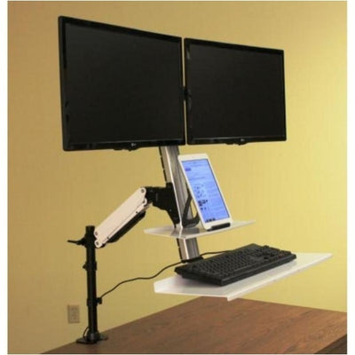 Rocelco EFD Ergonomic Sit to Stand Floating Desk Dual Screen