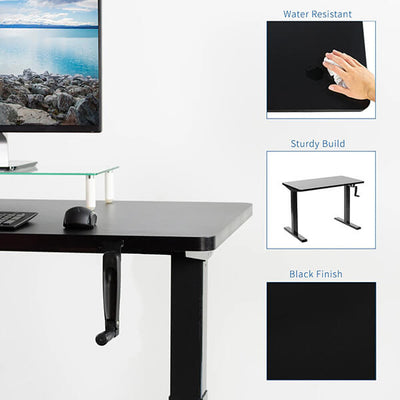 VIVO Manual Height Adjustable Desk Black Close Up