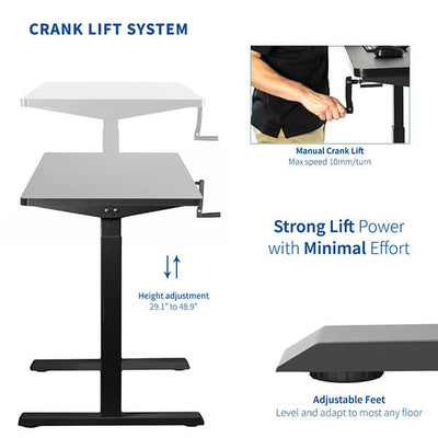VIVO Manual Height Adjustable Desk Black Height
