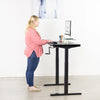VIVO Manual Height Adjustable Desk Black Side View Standing