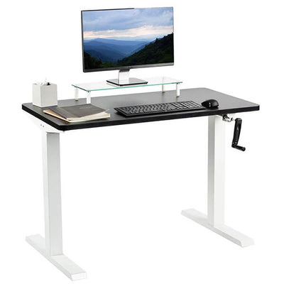 VIVO Manual Height Adjustable Desk Black White