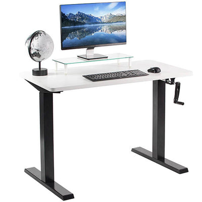 VIVO Manual Height Adjustable Desk Black White