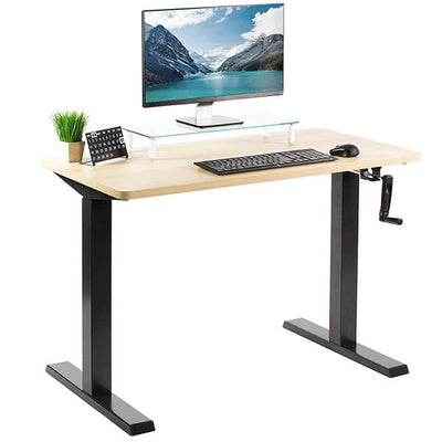 VIVO Manual Height Adjustable Desk Light Wood Black