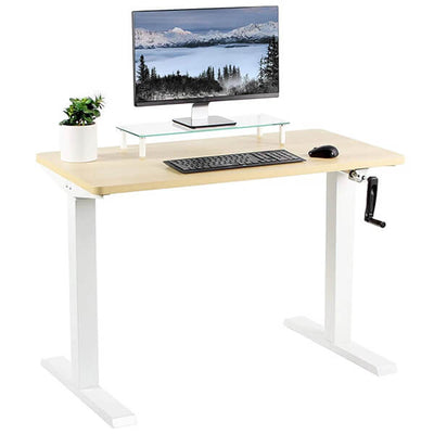 VIVO Manual Height Adjustable Desk Light Wood White