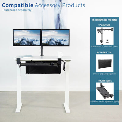 VIVO Manual Height Adjustable Desk White Accessories