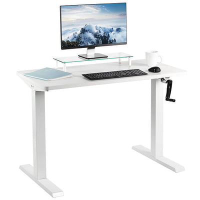 VIVO Manual Height Adjustable Desk White