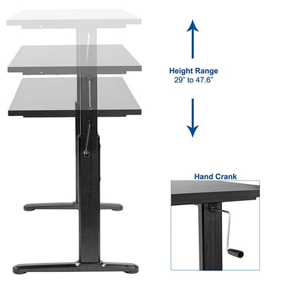 VIVO Black 55 Crank Height Adjustable Desk Height Setting