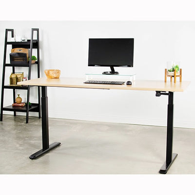 VIVO Crank Height Adjustable Desk Base Black Front View