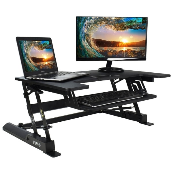 VIVO DESK-V000B Standing Desk Converter 3D View Black