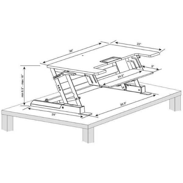 VIVO DESK-V000B Standing Desk Converter Profile View