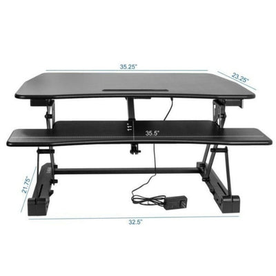 VIVO DESK-V000EB Electric Standing Desk Converter Front View Dimensions