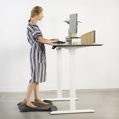 VIVO Dual Motor Electric Desk Base White Standing